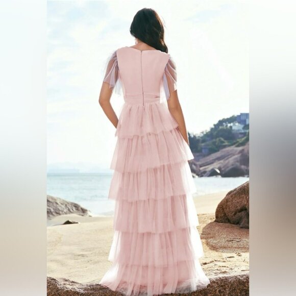 Pink Tulle A-Line Tiered Dress Size2 NWOT - Picture 2 of 3